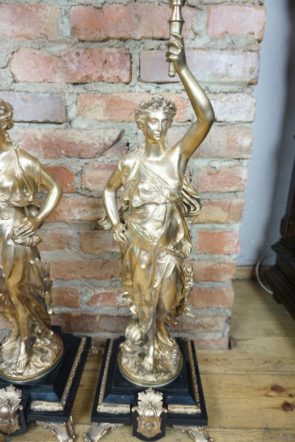 OGROMNE POSTACIOWE ŚWIECZNIKI BRĄZ ZŁOCONY PARA wys 100cm