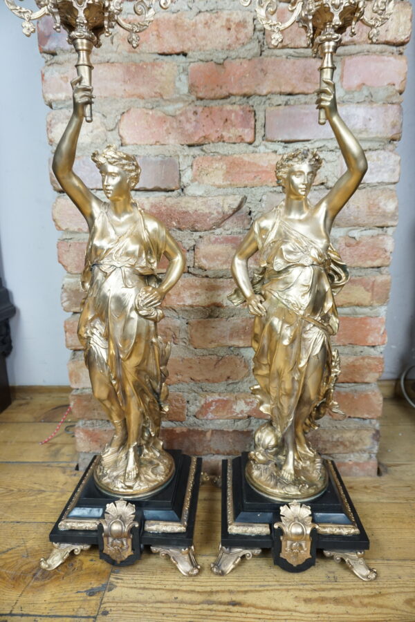 OGROMNE POSTACIOWE ŚWIECZNIKI BRĄZ ZŁOCONY PARA wys 100cm