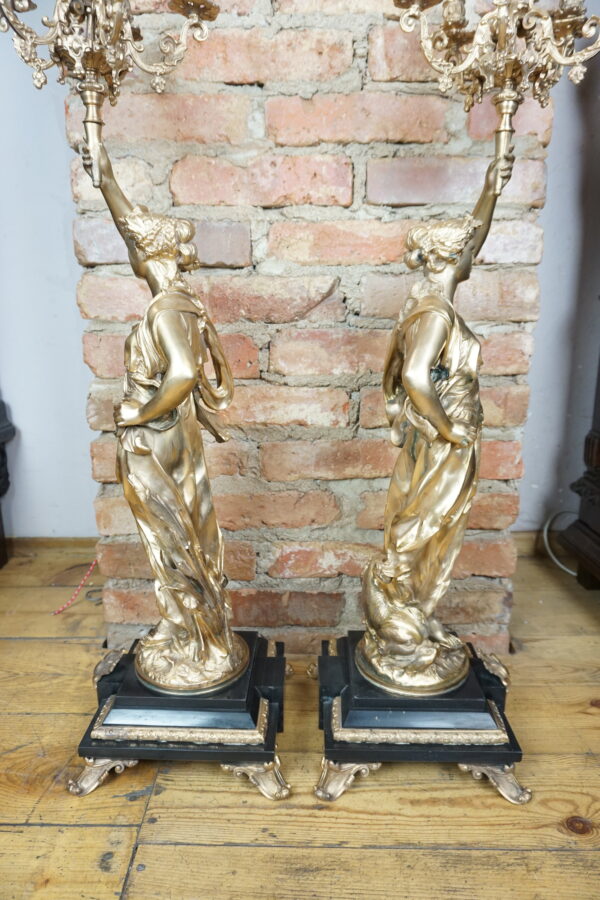 OGROMNE POSTACIOWE ŚWIECZNIKI BRĄZ ZŁOCONY PARA wys 100cm