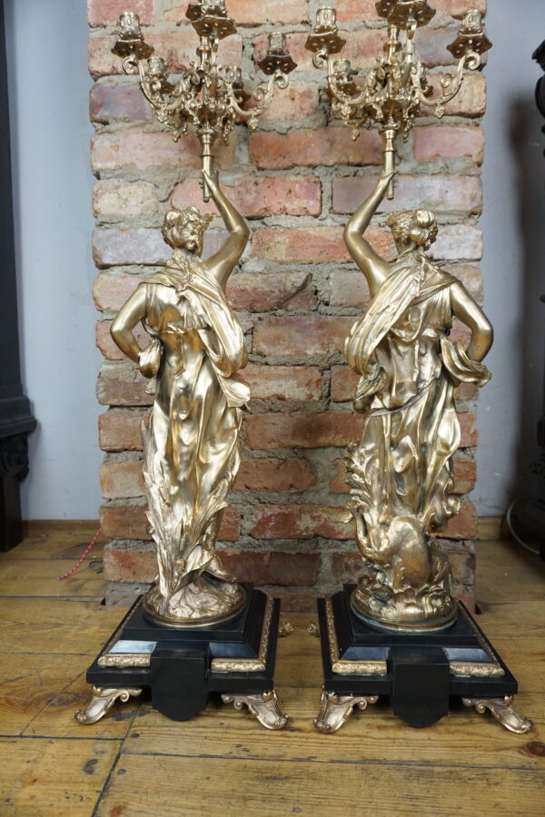 OGROMNE POSTACIOWE ŚWIECZNIKI BRĄZ ZŁOCONY PARA wys 100cm