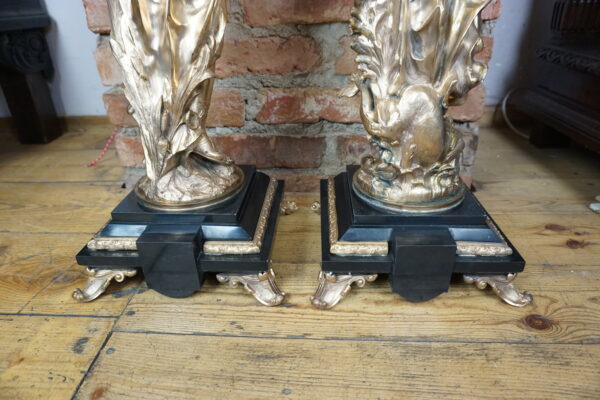 OGROMNE POSTACIOWE ŚWIECZNIKI BRĄZ ZŁOCONY PARA wys 100cm