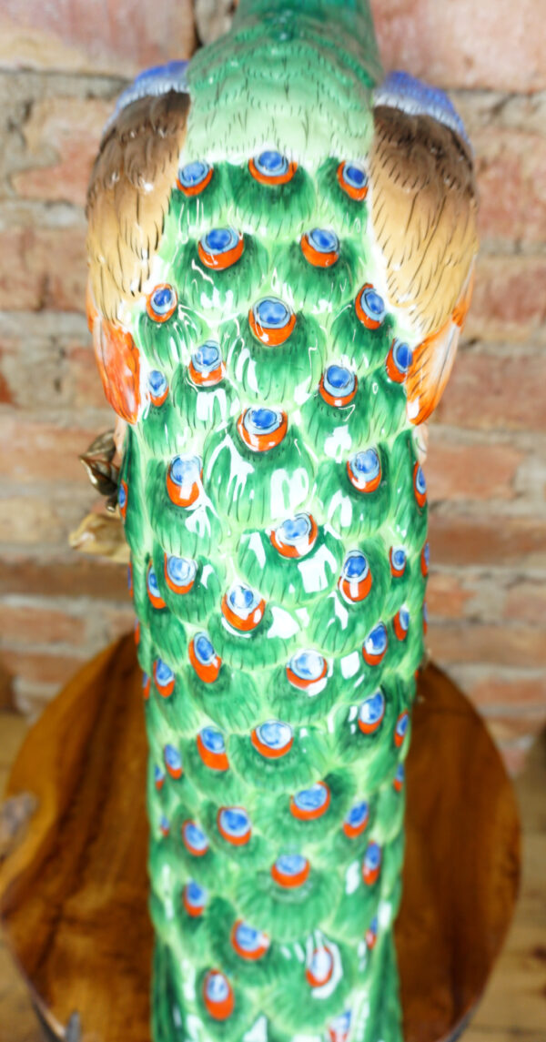 DOSTOJNY PAW DUŻA FIGURA PORCELANOWA OKUTA BRĄZEM wys65cm