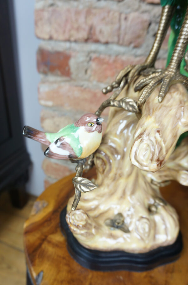 DOSTOJNY PAW DUŻA FIGURA PORCELANOWA OKUTA BRĄZEM wys65cm