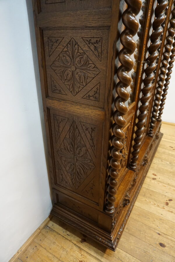 TRZYDRZWIOWA BIBLIOTEKA BOGATO RZEŹBIONA SPIRALNE KOLUMNY FRANCJA