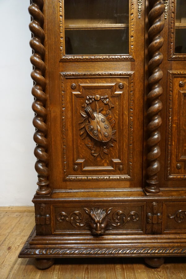 TRZYDRZWIOWA BIBLIOTEKA BOGATO RZEŹBIONA SPIRALNE KOLUMNY FRANCJA