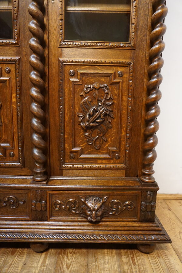 TRZYDRZWIOWA BIBLIOTEKA BOGATO RZEŹBIONA SPIRALNE KOLUMNY FRANCJA