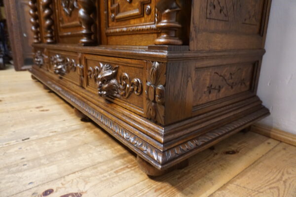 TRZYDRZWIOWA BIBLIOTEKA BOGATO RZEŹBIONA SPIRALNE KOLUMNY FRANCJA