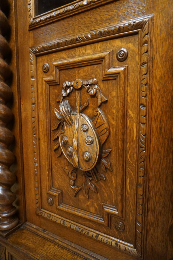 TRZYDRZWIOWA BIBLIOTEKA BOGATO RZEŹBIONA SPIRALNE KOLUMNY FRANCJA