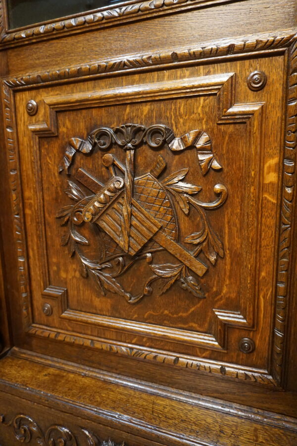 TRZYDRZWIOWA BIBLIOTEKA BOGATO RZEŹBIONA SPIRALNE KOLUMNY FRANCJA