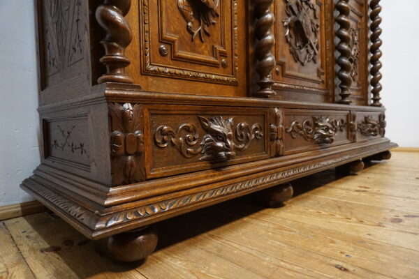 TRZYDRZWIOWA BIBLIOTEKA BOGATO RZEŹBIONA SPIRALNE KOLUMNY FRANCJA