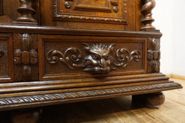 TRZYDRZWIOWA BIBLIOTEKA BOGATO RZEŹBIONA SPIRALNE KOLUMNY FRANCJA