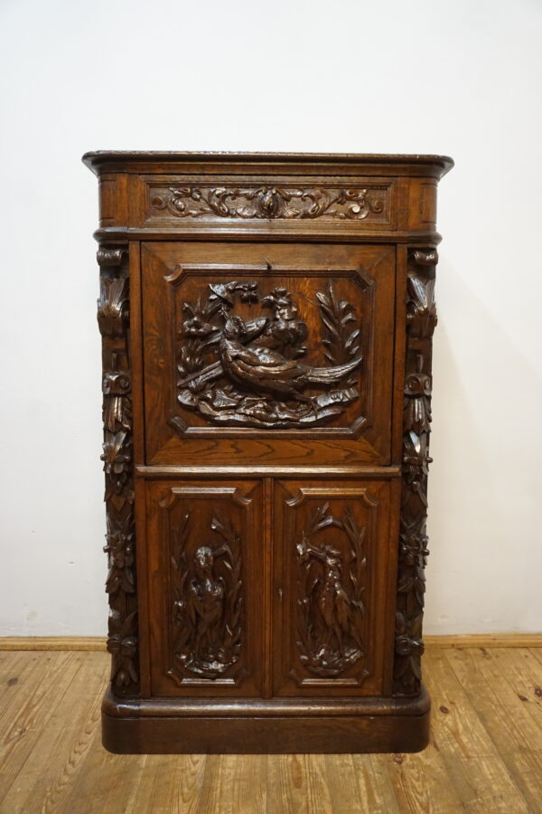 SEKRETERA SEKRETARZYK MYŚLIWSKI STARY RZEŹBY ŻYWYCH ZWIERZĄT BAREK