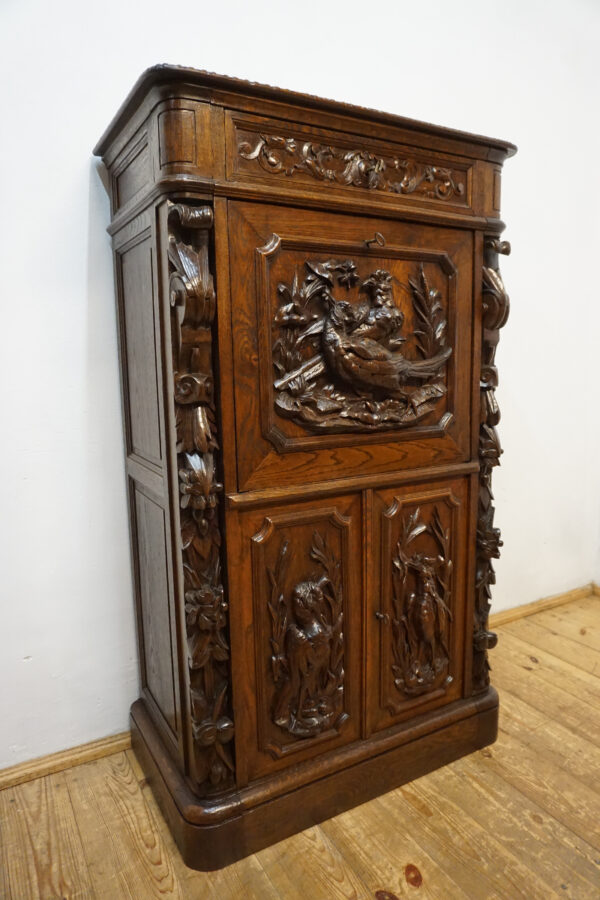 SEKRETERA SEKRETARZYK MYŚLIWSKI STARY RZEŹBY ŻYWYCH ZWIERZĄT BAREK