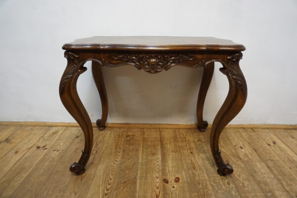 NIESAMOWITA FORMA STÓŁ STOLIK GABINETOWY LUDWIK GIĘTE NOGI MOZAIKA FRANCJA