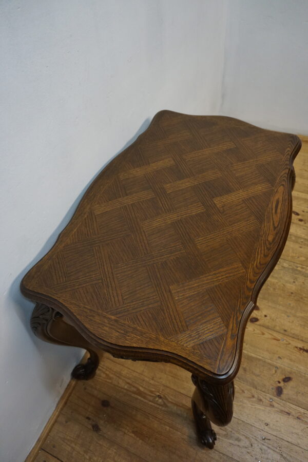 NIESAMOWITA FORMA STÓŁ STOLIK GABINETOWY LUDWIK GIĘTE NOGI MOZAIKA FRANCJA