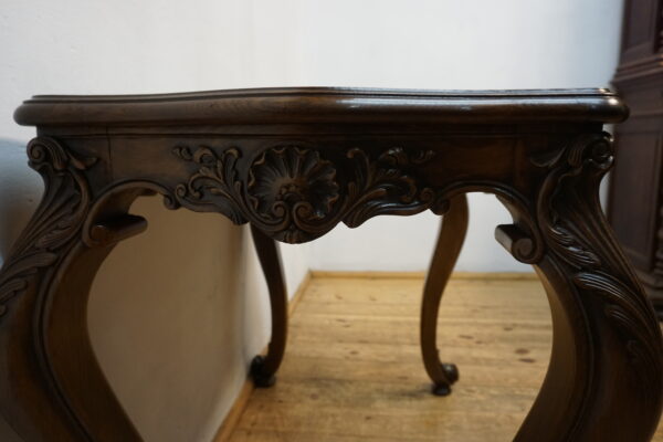 NIESAMOWITA FORMA STÓŁ STOLIK GABINETOWY LUDWIK GIĘTE NOGI MOZAIKA FRANCJA