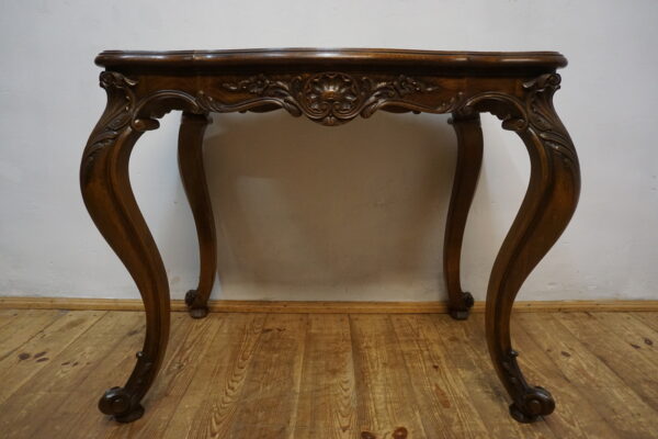 NIESAMOWITA FORMA STÓŁ STOLIK GABINETOWY LUDWIK GIĘTE NOGI MOZAIKA FRANCJA