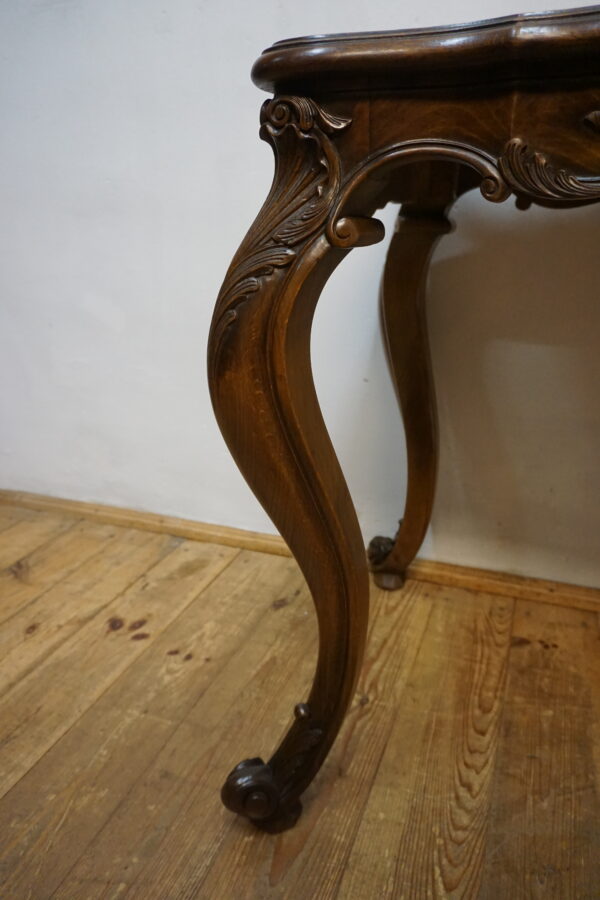 NIESAMOWITA FORMA STÓŁ STOLIK GABINETOWY LUDWIK GIĘTE NOGI MOZAIKA FRANCJA