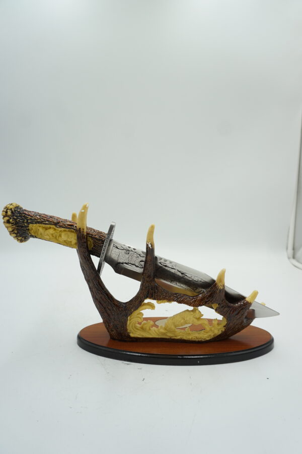 NÓŻ MYŚLIWSKI + STOJAK Z NIEDŹWIEDŹIEM