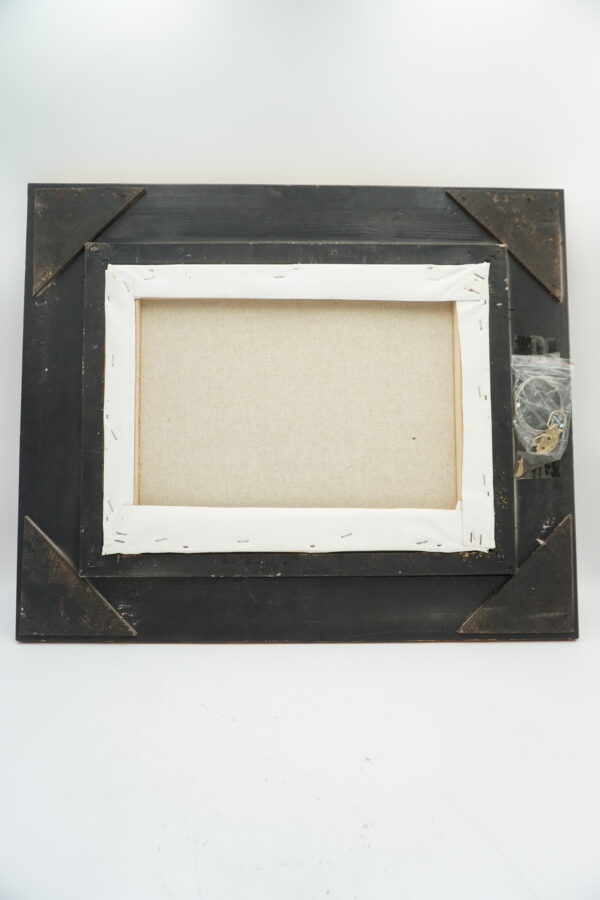 OBRAZ PEJZAŻ ZIMOWY, WIOSKA, CHATKA, LUDZIE - obraz olejny.