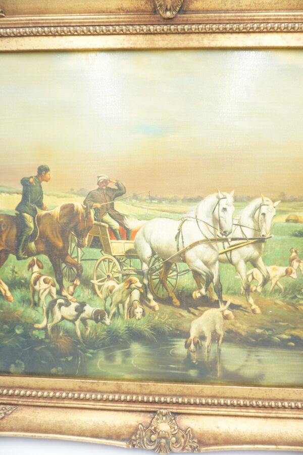 OBRAZ KONIE , PSY - obraz olejny.