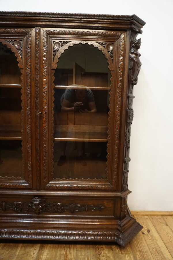 STARA FIGURALNA NIESPOTYKANA BIBLIOTECZKA BOGATO RZEŹBIONA FRANCJA