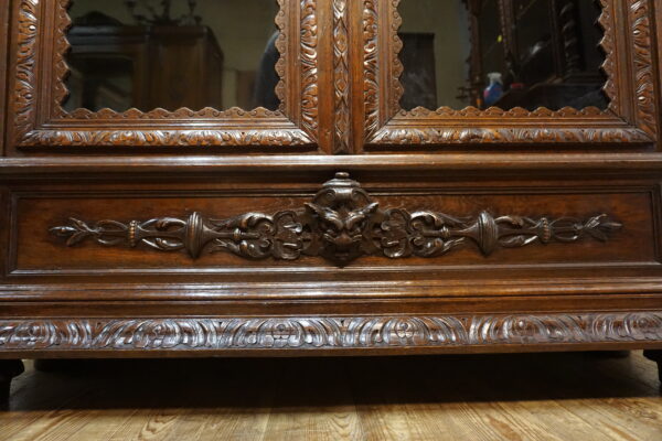 STARA FIGURALNA NIESPOTYKANA BIBLIOTECZKA BOGATO RZEŹBIONA FRANCJA