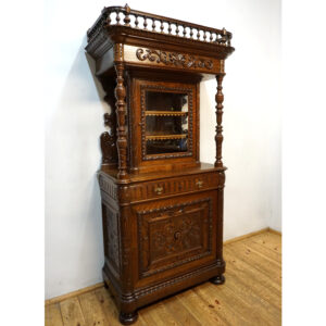 STARY NIESPOTYKANY RZEŹBIONY KREDENS Z PRZESZKLENIEM