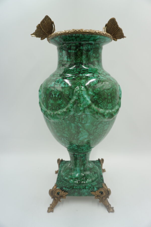 WAZON AMFORA BRĄZ+PORCELANA MOTYLKI