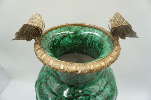 WAZON AMFORA BRĄZ+PORCELANA MOTYLKI