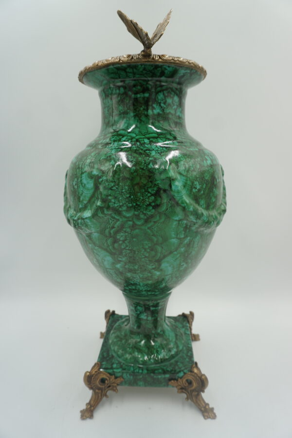 WAZON AMFORA BRĄZ+PORCELANA MOTYLKI