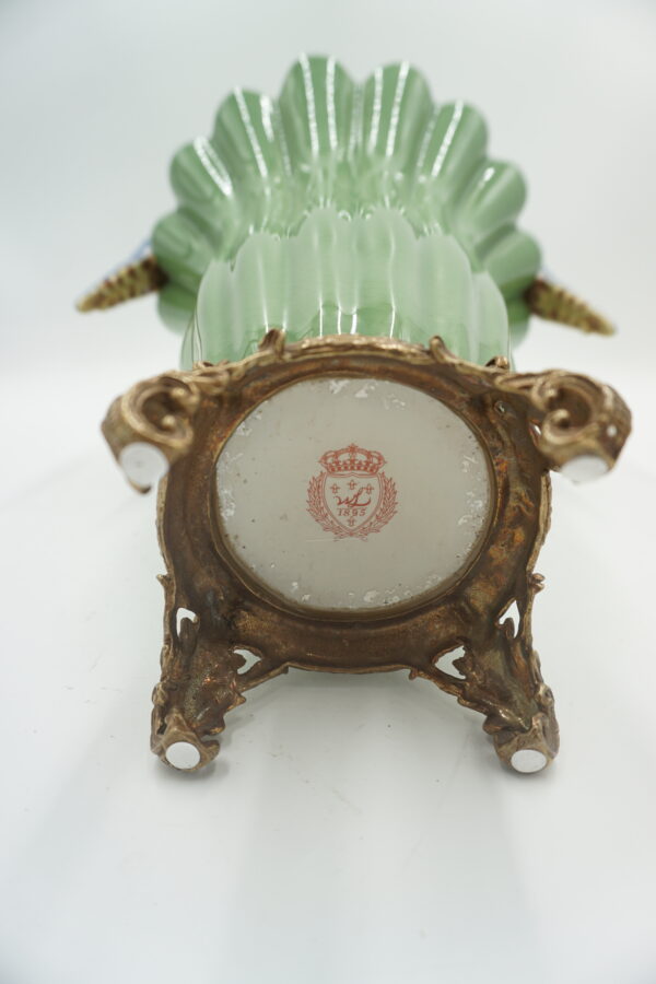 WAZON AMFORA BRĄZ+PORCELANA PAPUGI