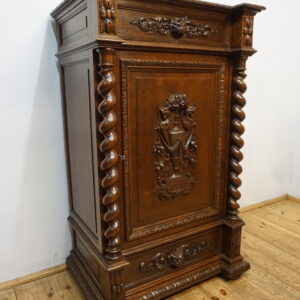 DĘBOWA KOMODA NEORENESANS RZEŹBIONA SPIRALNE KOLUMNY