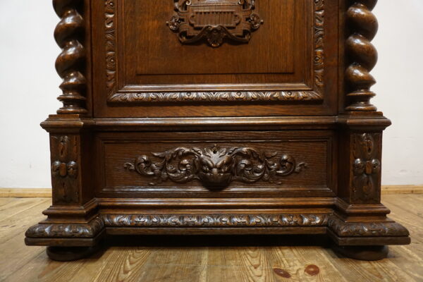 DĘBOWA KOMODA NEORENESANS RZEŹBIONA SPIRALNE KOLUMNY