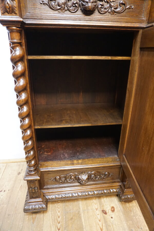 DĘBOWA KOMODA NEORENESANS RZEŹBIONA SPIRALNE KOLUMNY