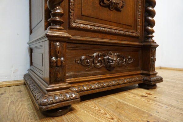 DĘBOWA KOMODA NEORENESANS RZEŹBIONA SPIRALNE KOLUMNY
