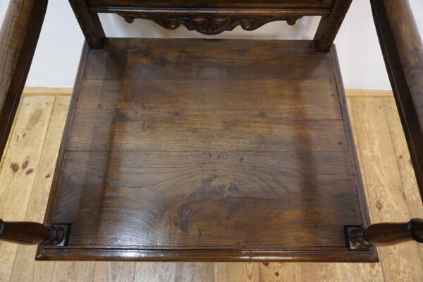 BOGATO RZEŹBIONY FOTEL BRETOŃSKI LITY DĄB XIX wiek FRANCJA