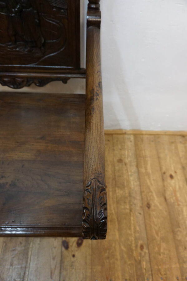 BOGATO RZEŹBIONY FOTEL BRETOŃSKI LITY DĄB XIX wiek FRANCJA