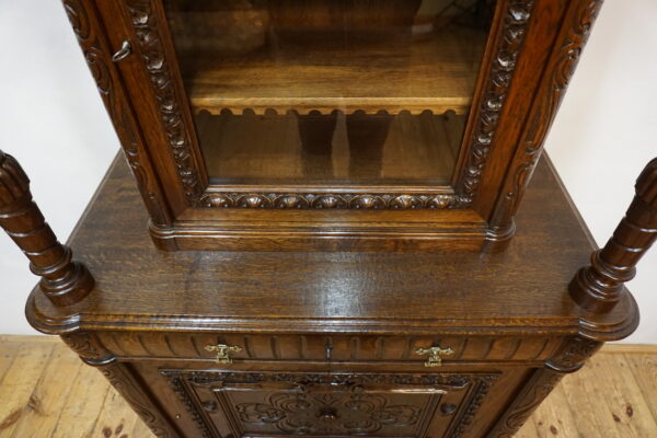 STARY NIESPOTYKANY RZEŹBIONY KREDENS Z PRZESZKLENIEM