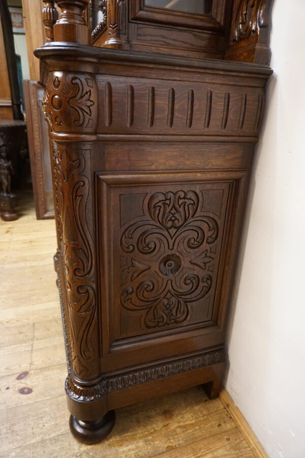 STARY NIESPOTYKANY RZEŹBIONY KREDENS Z PRZESZKLENIEM