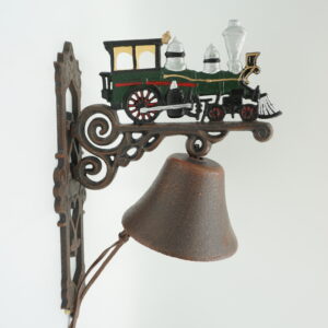 PIĘKNY ŻELIWNY DZWON DZWONECZEK LOKOMOTYWA DOM I OGRÓD