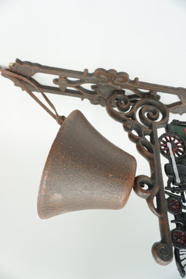 PIĘKNY ŻELIWNY DZWON DZWONECZEK LOKOMOTYWA DOM I OGRÓD