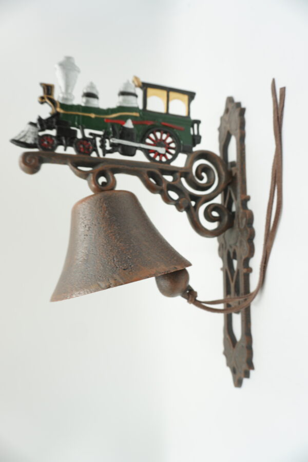 PIĘKNY ŻELIWNY DZWON DZWONECZEK LOKOMOTYWA DOM I OGRÓD
