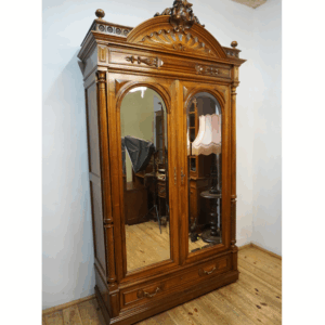 DWUDRZWIOWA SZAFA PAŁACOWA Z LUSTRAMI FRANCJA ORYGINAŁ LITY ORZECH