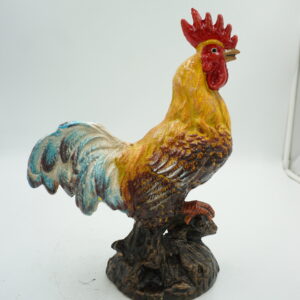 ŻELIWNA FIGURKA KOGUT KOLOROWY