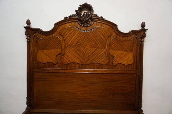 STARE DUŻE RZEŹBIONE MAHONIOWE ŁOŻE STELAŻ 150x200