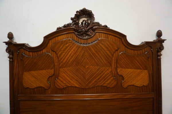 STARE DUŻE RZEŹBIONE MAHONIOWE ŁOŻE STELAŻ 150x200