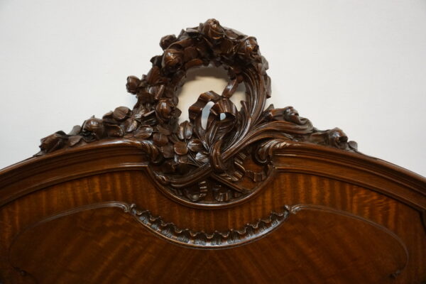 STARE DUŻE RZEŹBIONE MAHONIOWE ŁOŻE STELAŻ 150x200