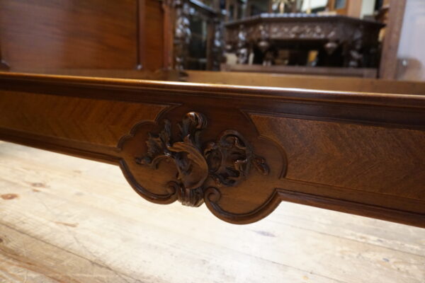 STARE DUŻE RZEŹBIONE MAHONIOWE ŁOŻE STELAŻ 150x200