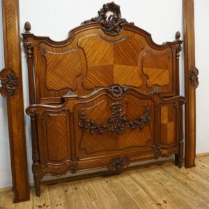 STARE DUŻE RZEŹBIONE MAHONIOWE ŁOŻE STELAŻ 150x200